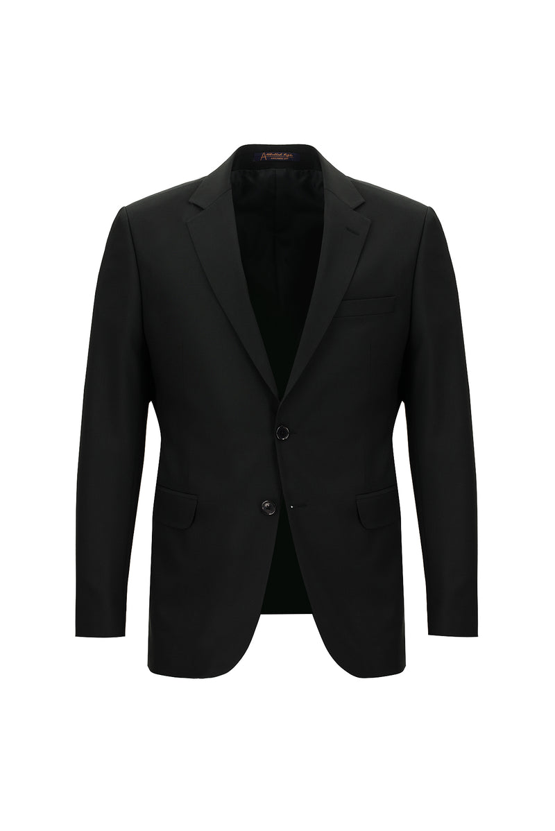Siyah Regular Long Fit Uzun Klasik Kesim Yünlü Takım Elbise