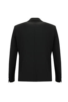 Siyah Super Slim Fit Ekstra Dar Kesim Fit Yünlü Klasik Takım Elbise