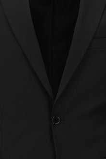 Siyah Super Slim Fit Ekstra Dar Kesim Fit Yünlü Klasik Takım Elbise