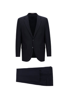 Koyu Lacivert Relaxed Fit Rahat Kesim Yünlü Klasik Takım Elbise