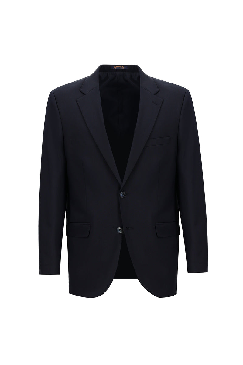 Koyu Lacivert Relaxed Fit Rahat Kesim Yünlü Klasik Takım Elbise