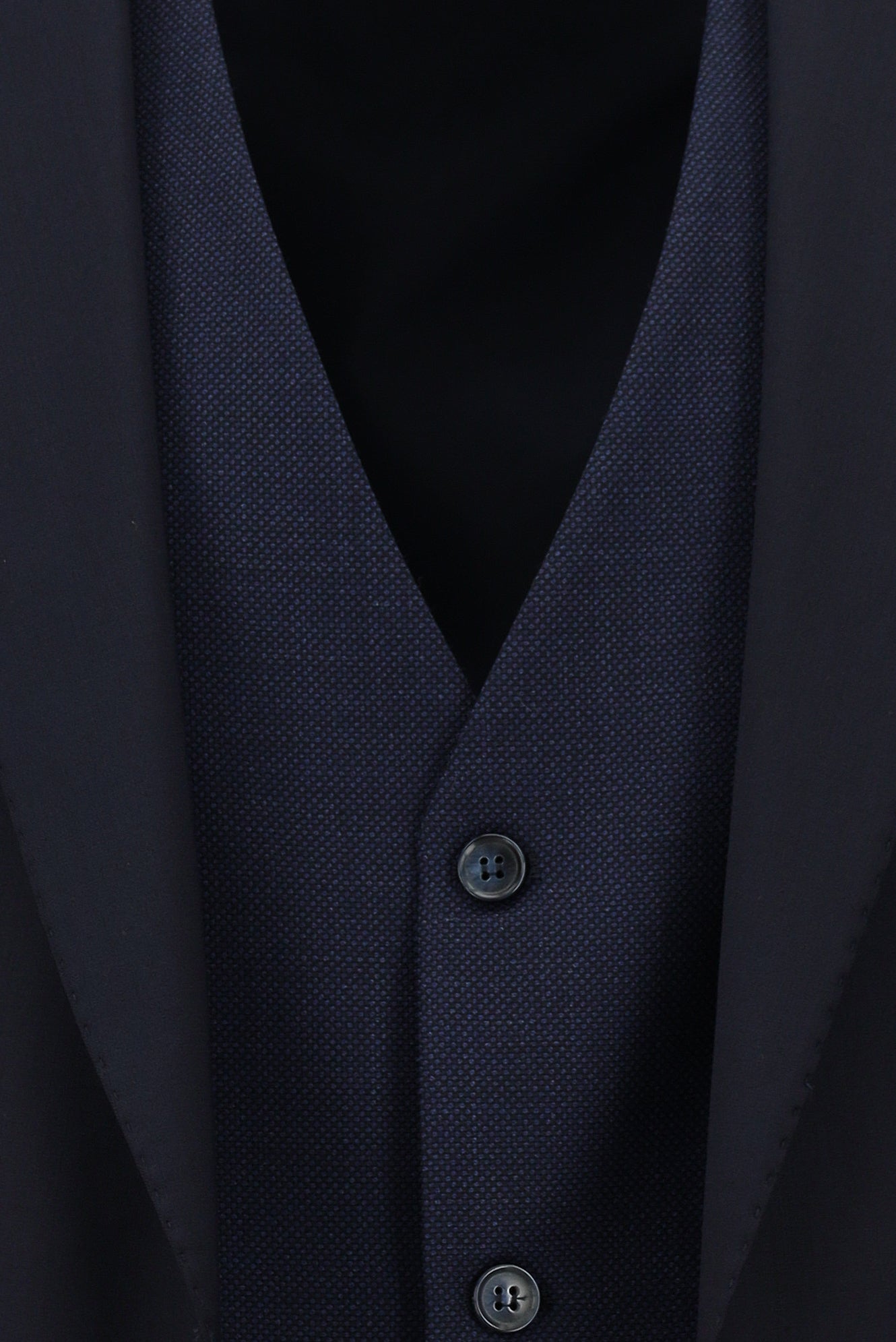 Koyu Lacivert Regular Fit Yünlü Kombinli Yelekli Takım Elbise