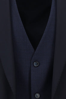 Koyu Lacivert Regular Fit Yünlü Kombinli Yelekli Takım Elbise