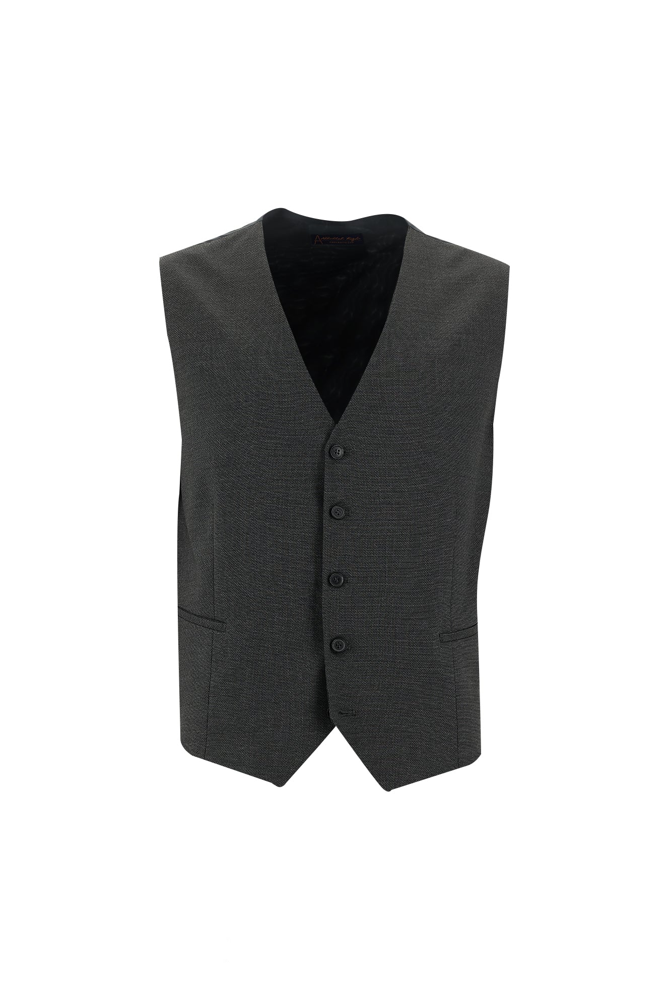 Koyu Antrasit Relaxed Fit Rahat Kesim Yünlü Kombinli Yelekli Takım Elbise