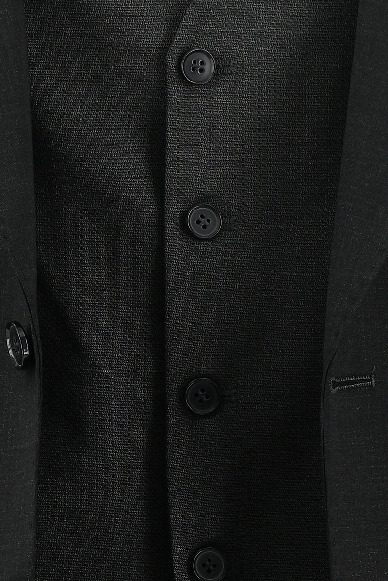 Koyu Antrasit Relaxed Fit Rahat Kesim Yünlü Kombinli Yelekli Takım Elbise