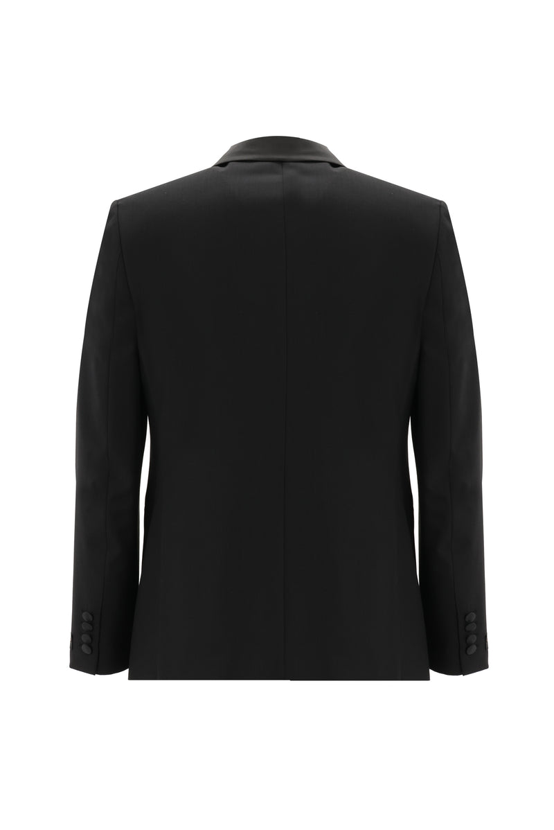 Siyah Slim Fit Dar Kesim Şal Yaka Yelekli Smokin & Damatlık