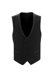 Siyah Slim Fit Dar Kesim Şal Yaka Yelekli Smokin & Damatlık