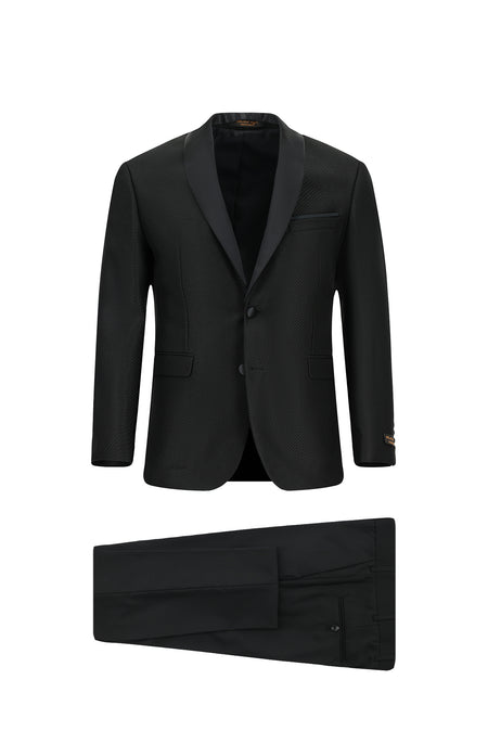 Siyah Slim Fit Dar Kesim Şal Yaka Smokin & Damatlık