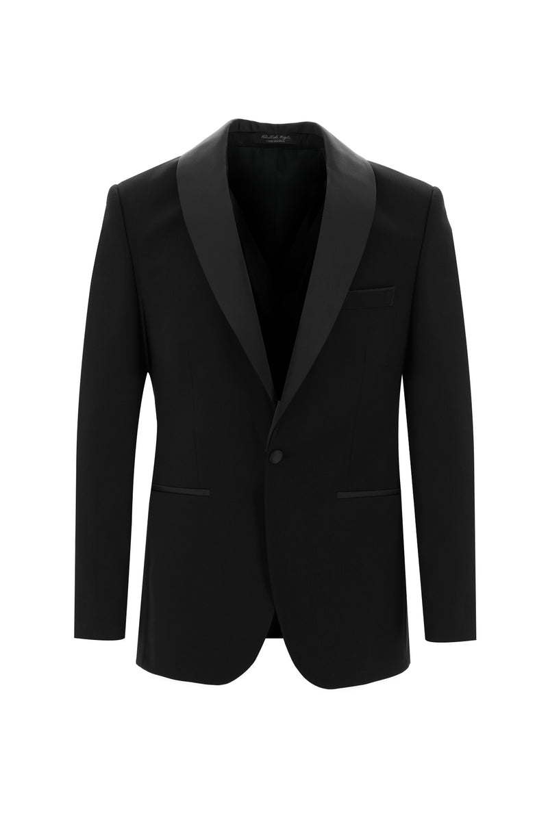 Siyah Slim Fit Dar Kesim Şal Yaka Smokin & Damatlık