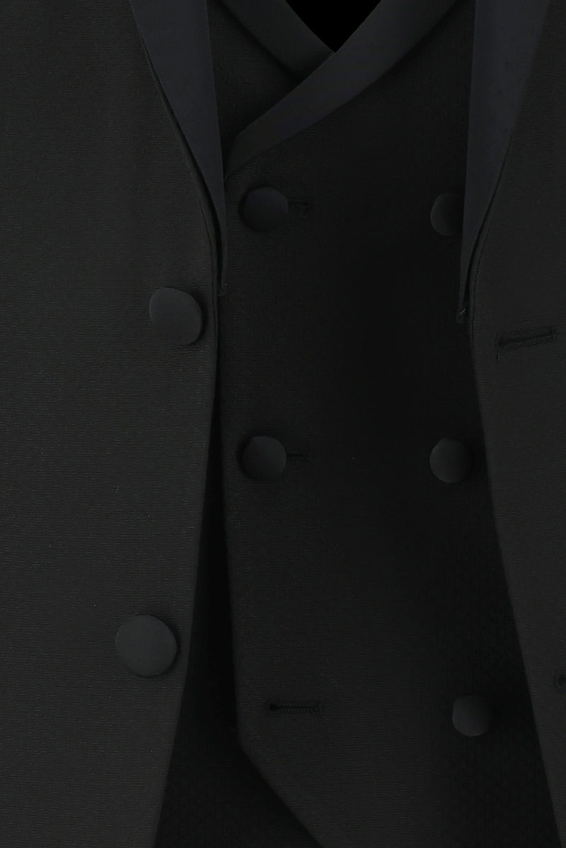 Siyah Slim Fit Dar Kesim Şal Yaka Yelekli Smokin & Damatlık