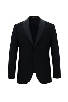 Koyu Lacivert Slim Fit Dar Kesim Şal Yaka Smokin & Damatlık