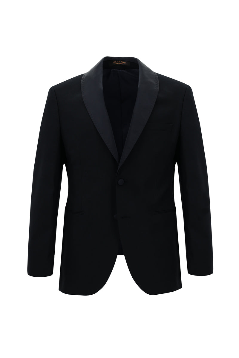 Koyu Lacivert Slim Fit Dar Kesim Şal Yaka Smokin & Damatlık