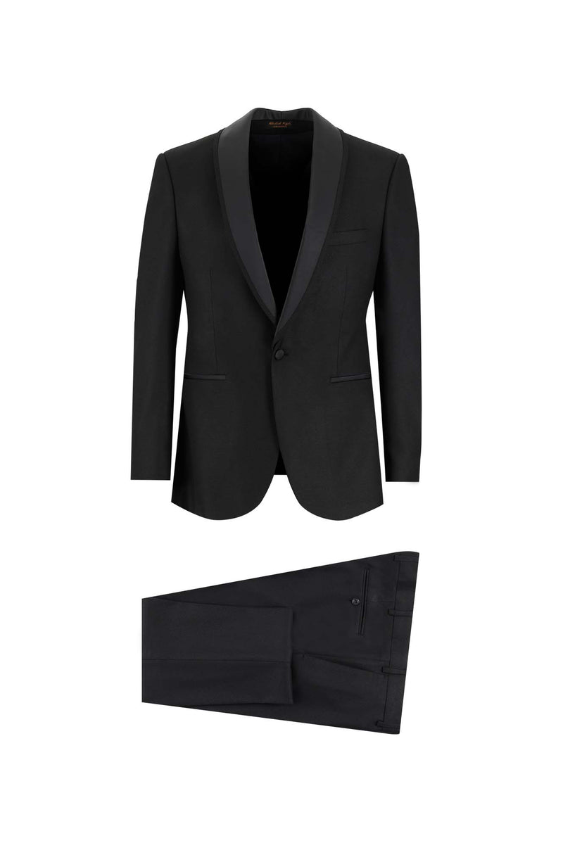 Siyah Slim Fit Dar Kesim Şal Yaka Smokin & Damatlık