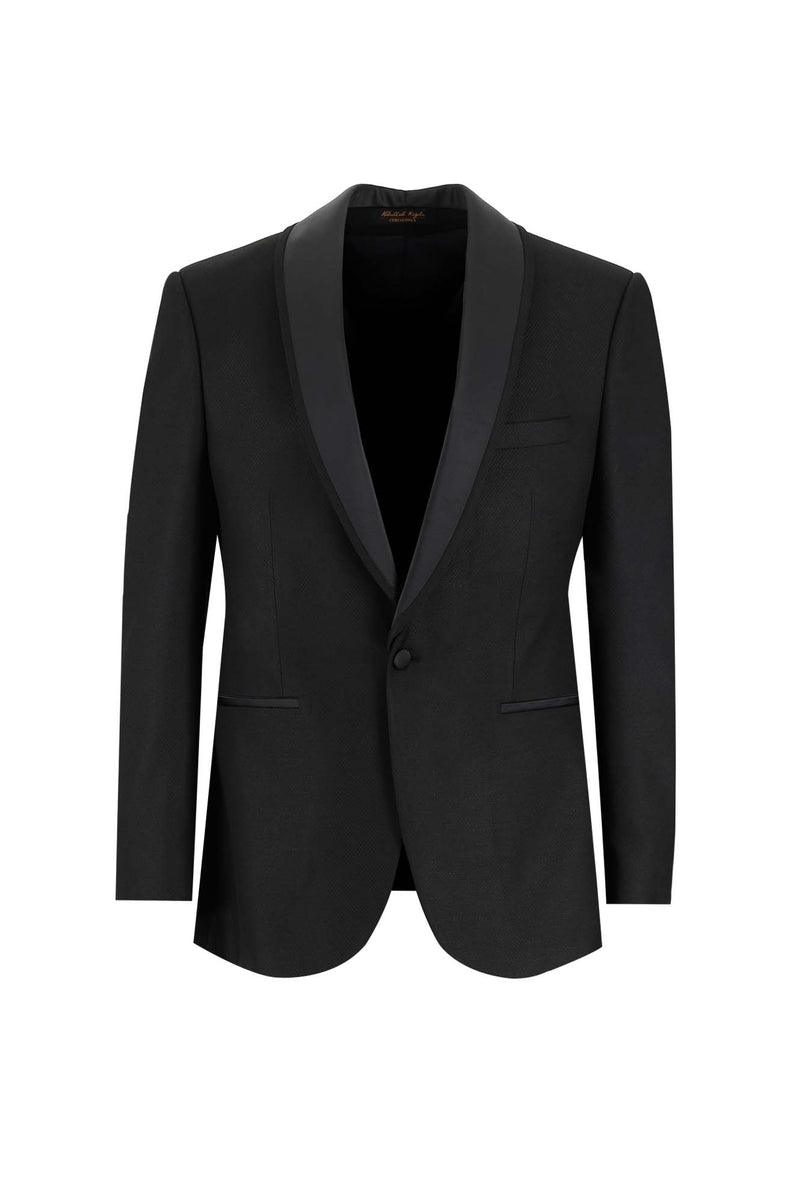 Siyah Slim Fit Dar Kesim Şal Yaka Smokin & Damatlık
