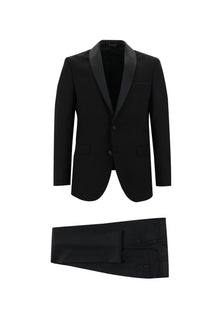 Siyah Slim Fit Dar Kesim Şal Yaka Smokin & Damatlık