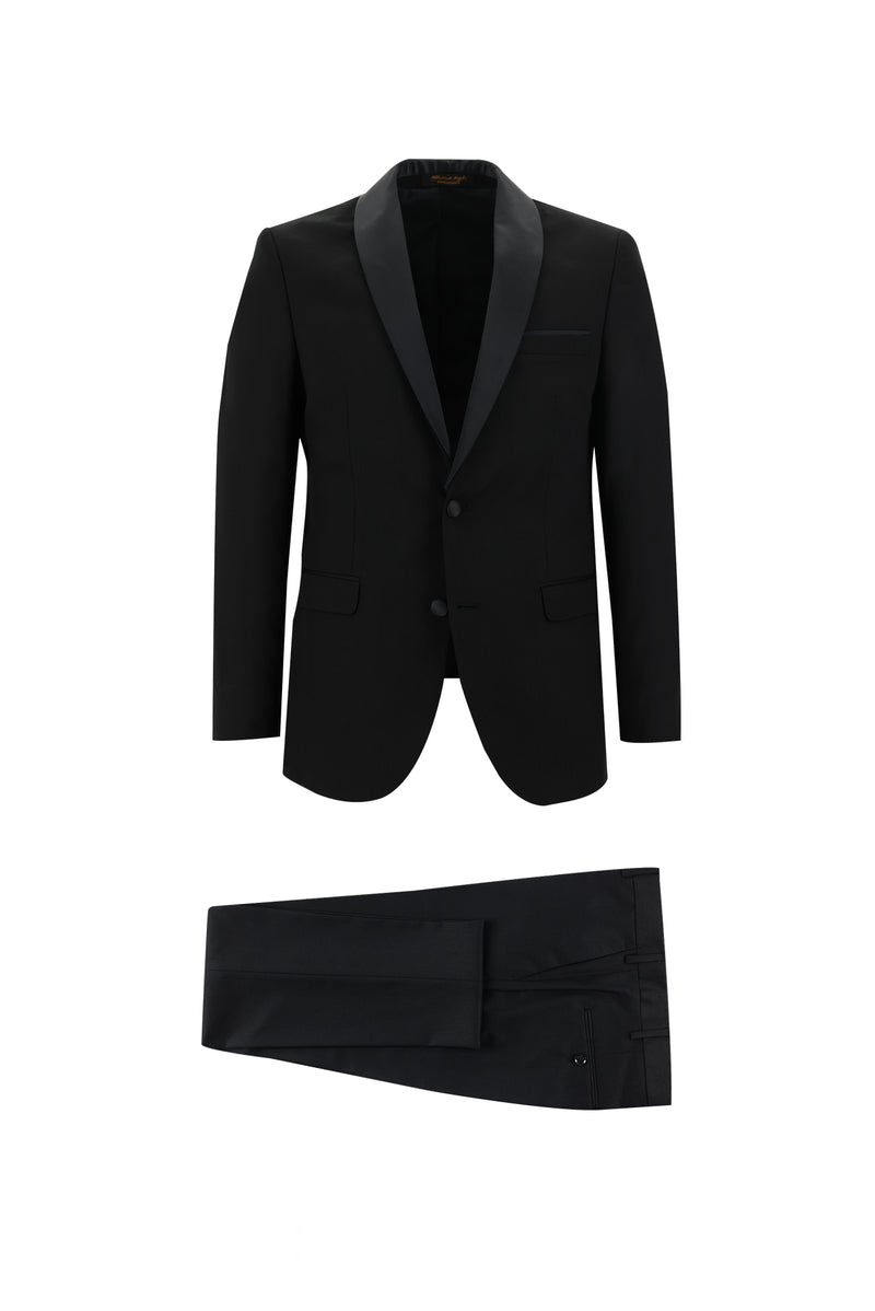 Siyah Slim Fit Dar Kesim Şal Yaka Smokin & Damatlık