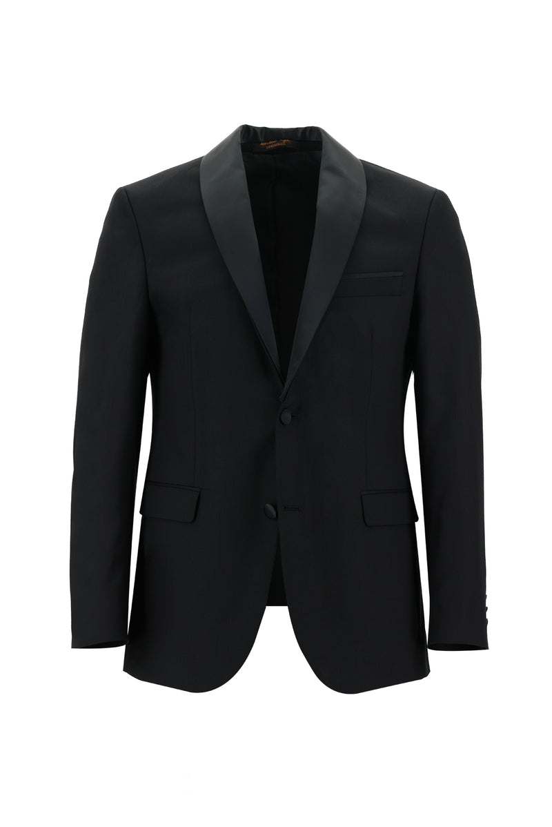 Siyah Slim Fit Dar Kesim Şal Yaka Smokin & Damatlık