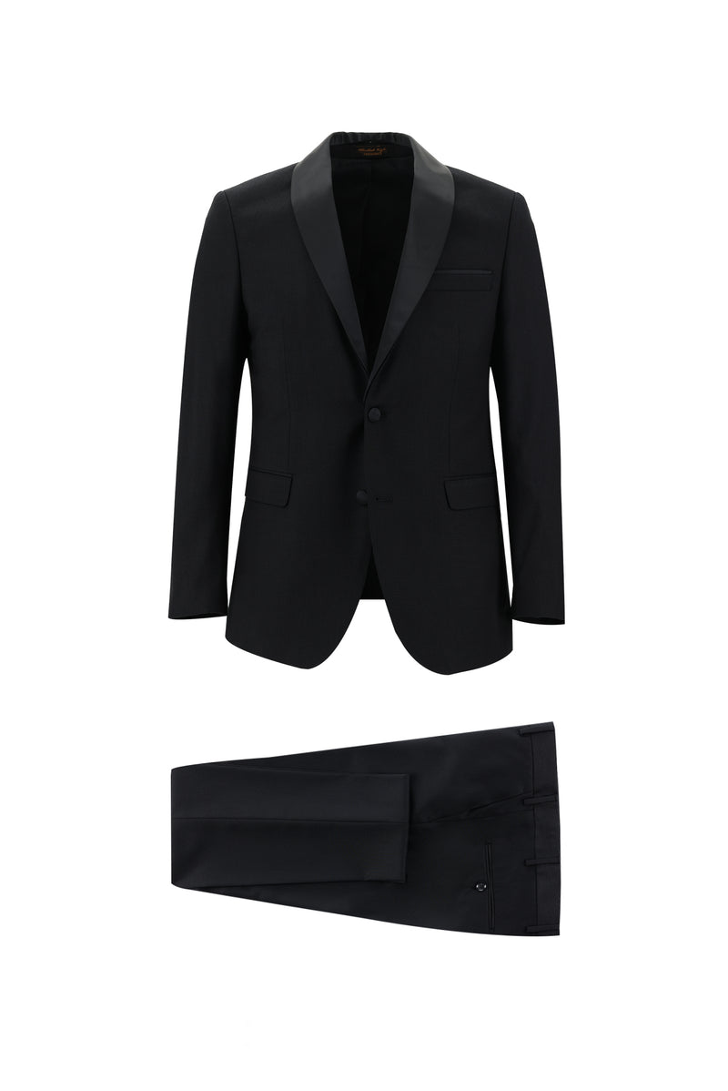 Siyah Slim Fit Dar Kesim Şal Yaka Smokin & Damatlık