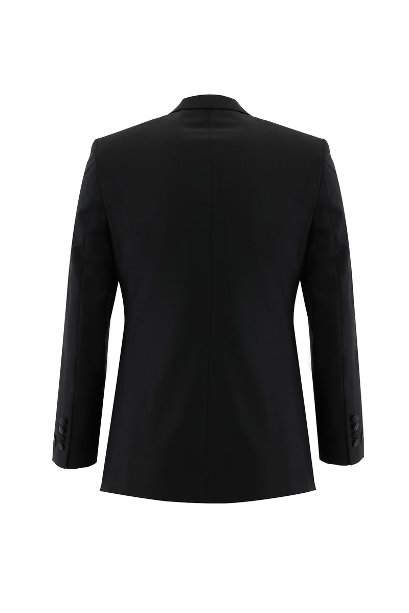Siyah Slim Fit Dar Kesim Sivri Yaka Smokin & Damatlık