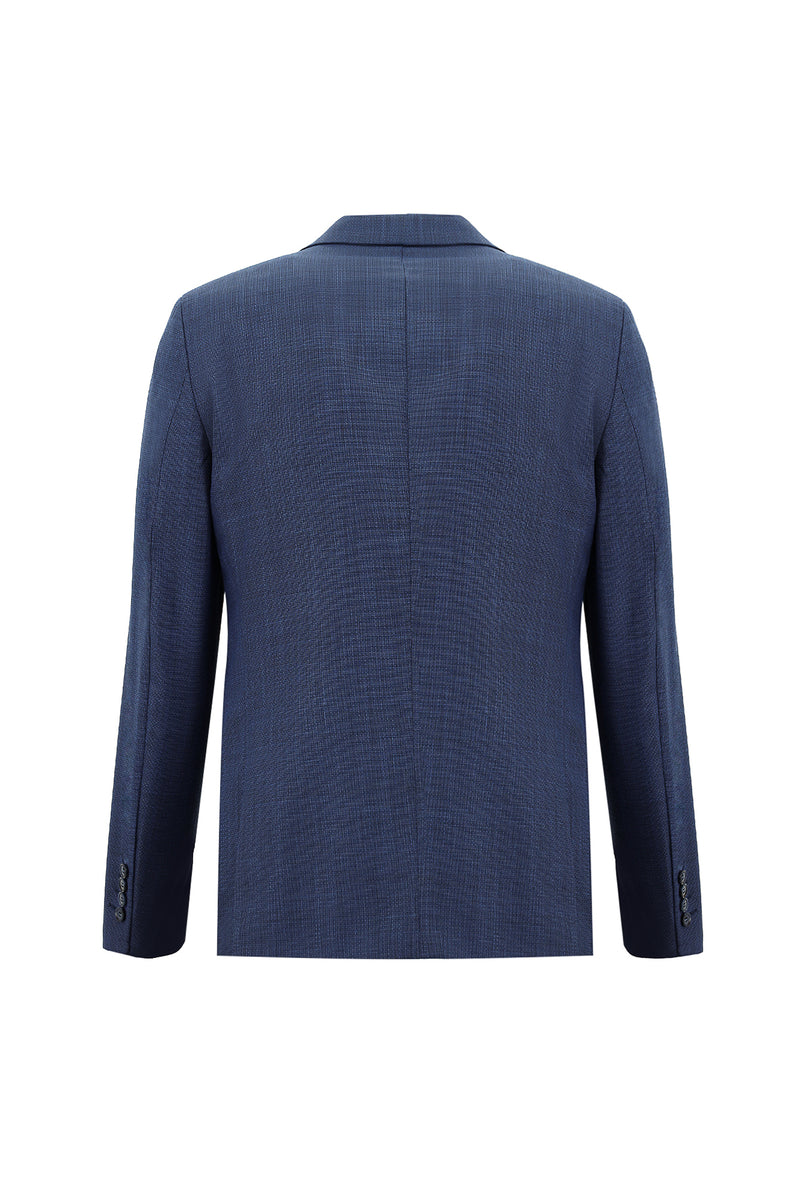Mavi Slim Fit Dar Kesim Yünlü Kombinli Yelekli Takım Elbise