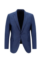 Havacı Mavi Regular Fit Yünlü Kombinli Desenli Takım Elbise