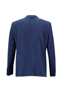 Havacı Mavi Regular Fit Yünlü Kombinli Desenli Takım Elbise