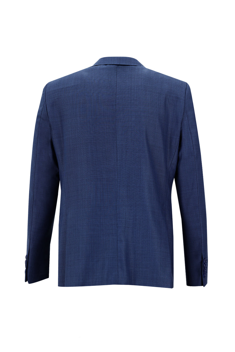 Havacı Mavi Regular Fit Yünlü Kombinli Desenli Takım Elbise