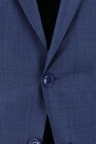 Havacı Mavi Regular Fit Yünlü Kombinli Desenli Takım Elbise