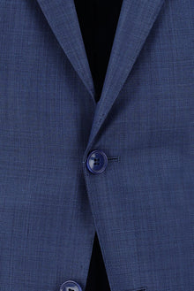 Havacı Mavi Regular Fit Yünlü Kombinli Desenli Takım Elbise