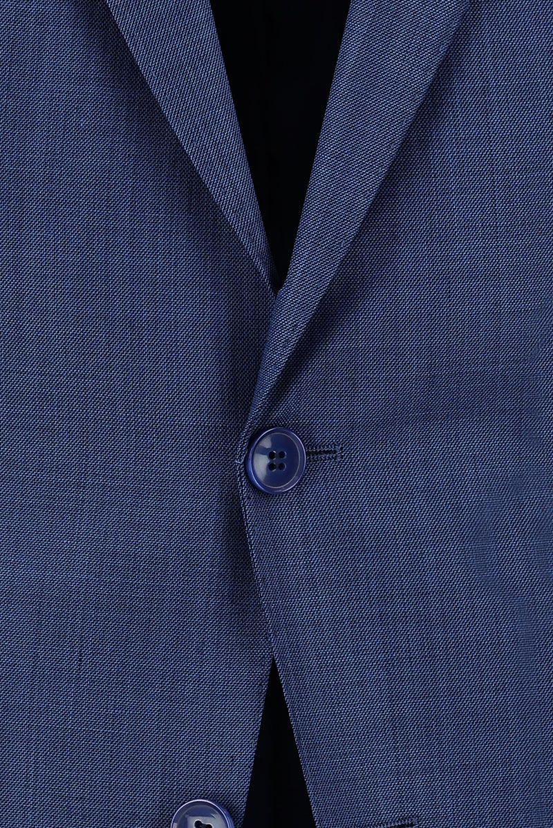 Havacı Mavi Regular Fit Yünlü Kombinli Desenli Takım Elbise