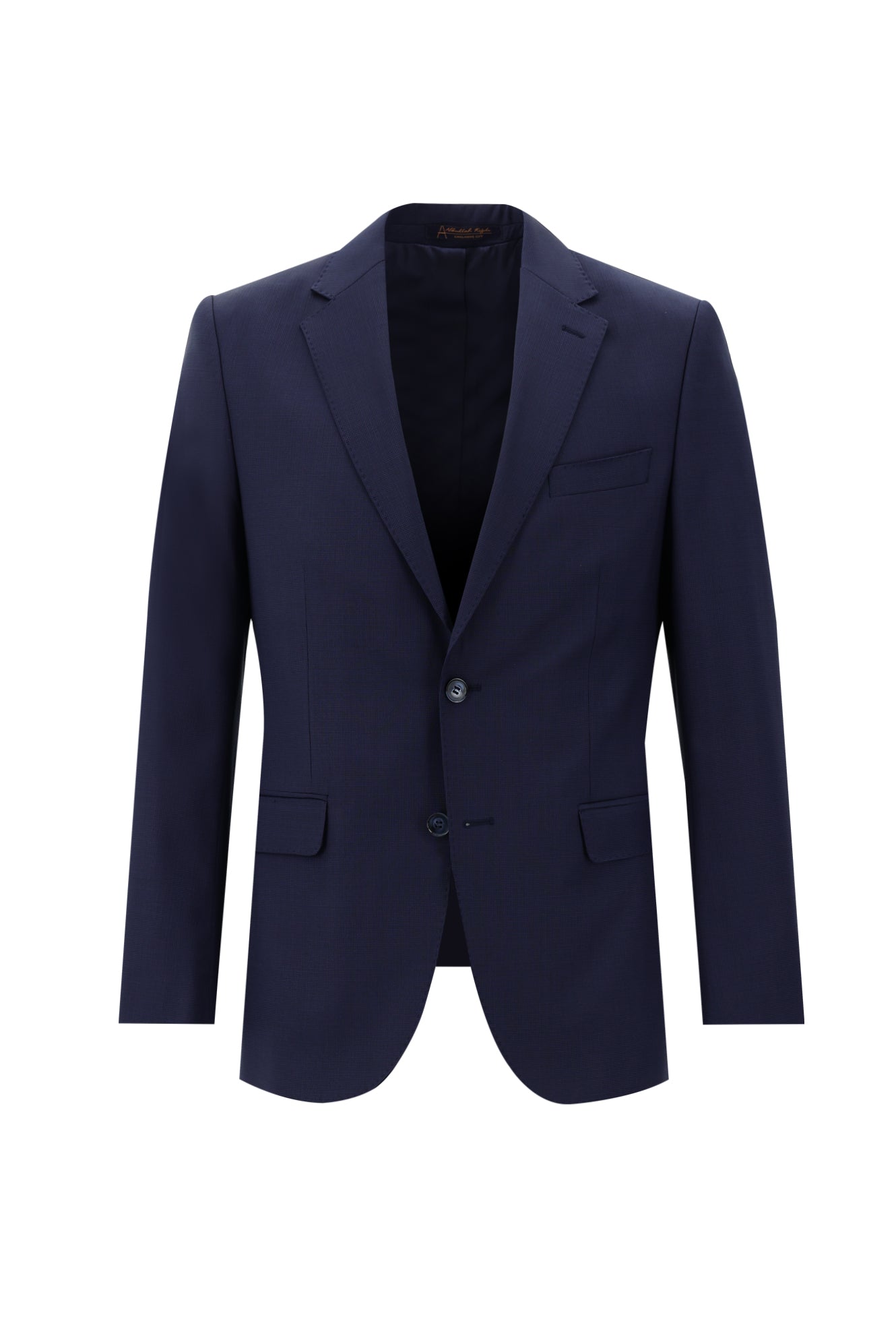 Orta Lacivert Slim Fit Dar Kesim Yünlü Klasik Kuşgözü Takım Elbise