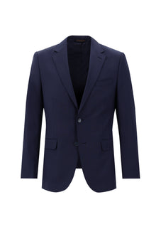 Orta Lacivert Slim Fit Dar Kesim Yünlü Klasik Kuşgözü Takım Elbise