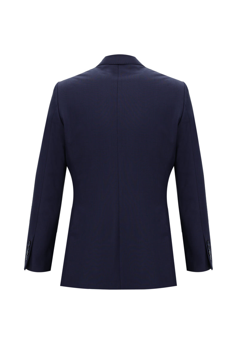 Orta Lacivert Regular Fit Yünlü Klasik Kuşgözü Takım Elbise