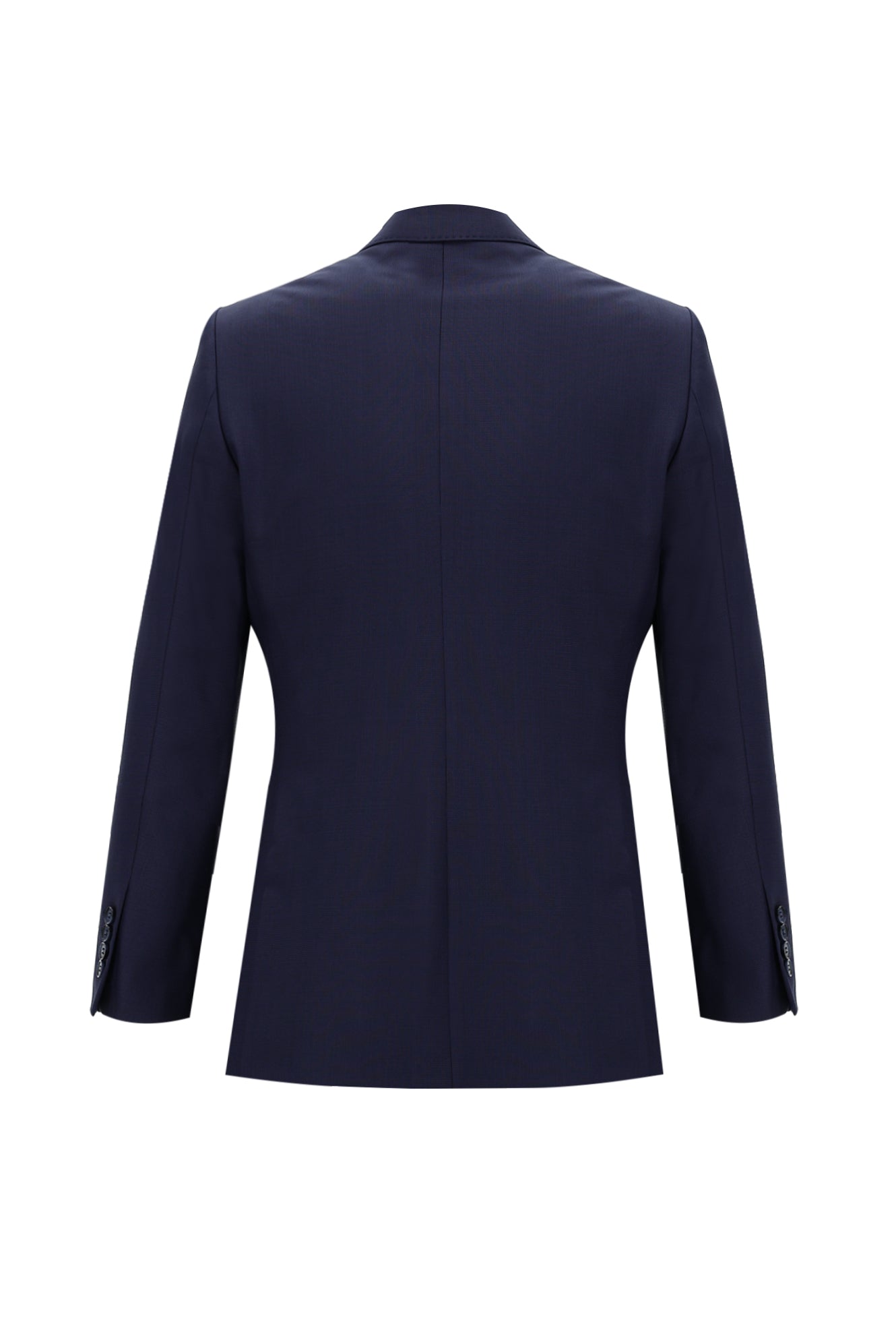 Orta Lacivert Slim Fit Dar Kesim Yünlü Klasik Kuşgözü Takım Elbise