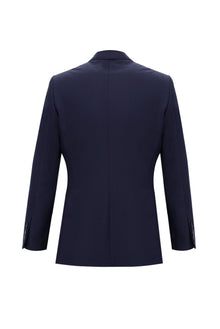 Orta Lacivert Slim Fit Dar Kesim Yünlü Klasik Kuşgözü Takım Elbise