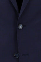 Orta Lacivert Slim Fit Dar Kesim Yünlü Klasik Kuşgözü Takım Elbise