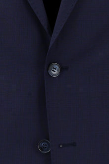 Orta Lacivert Slim Fit Dar Kesim Yünlü Klasik Kuşgözü Takım Elbise