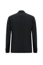 Siyah Regular Fit Yünlü Çizgili Kruvaze Takım Elbise