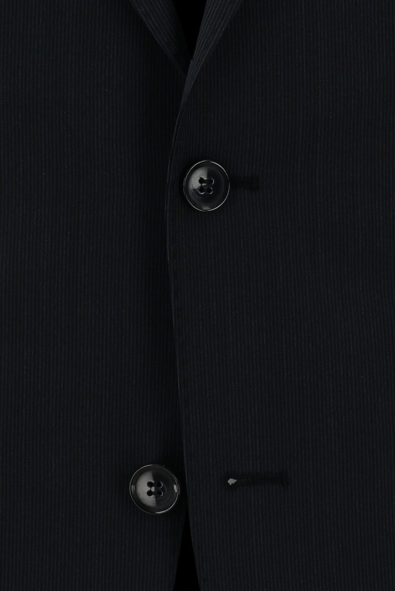 Koyu Antrasit Regular Fit Yünlü Klasik Çizgili Takım Elbise