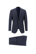 Koyu Lacivert Regular Fit Yünlü Klasik Çizgili Takım Elbise