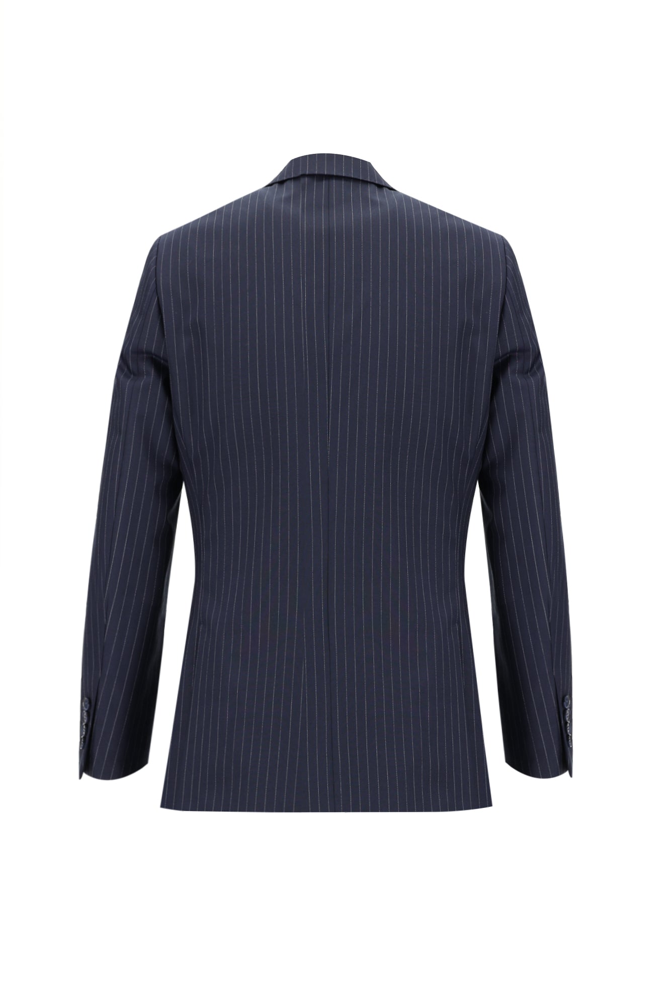 Koyu Lacivert Regular Fit Yünlü Klasik Çizgili Takım Elbise
