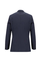 Koyu Lacivert Regular Fit Yünlü Klasik Çizgili Takım Elbise