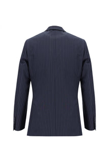 Koyu Lacivert 6 Drop Regular Fit Standart Kesim Yünlü Çizgili Tak?m Elbise-Abdullah Ki??l?