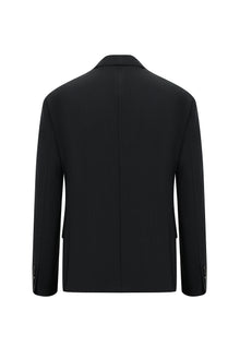 Siyah 7 Drop Slim Fit Dar Kesim Yünlü Çizgili Tak?m Elbise-Abdullah Ki??l?