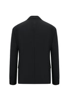 Siyah Slim Fit Dar Kesim Yünlü Klasik Çizgili Takım Elbise