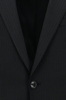 Siyah 7 Drop Slim Fit Dar Kesim Yünlü Çizgili Tak?m Elbise-Abdullah Ki??l?