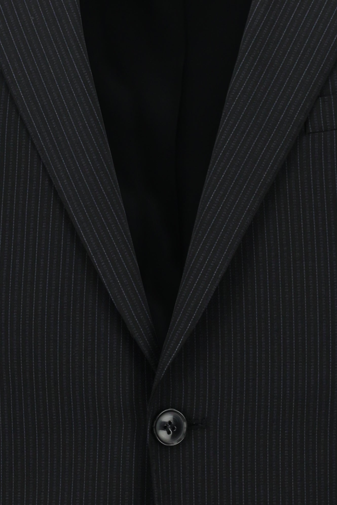 Siyah Slim Fit Dar Kesim Yünlü Klasik Çizgili Takım Elbise