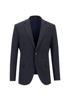 Koyu Lacivert Slim Fit Dar Kesim Yünlü Klasik Çizgili Takım Elbise