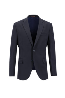 Koyu Lacivert Slim Fit Dar Kesim Yünlü Klasik Çizgili Takım Elbise