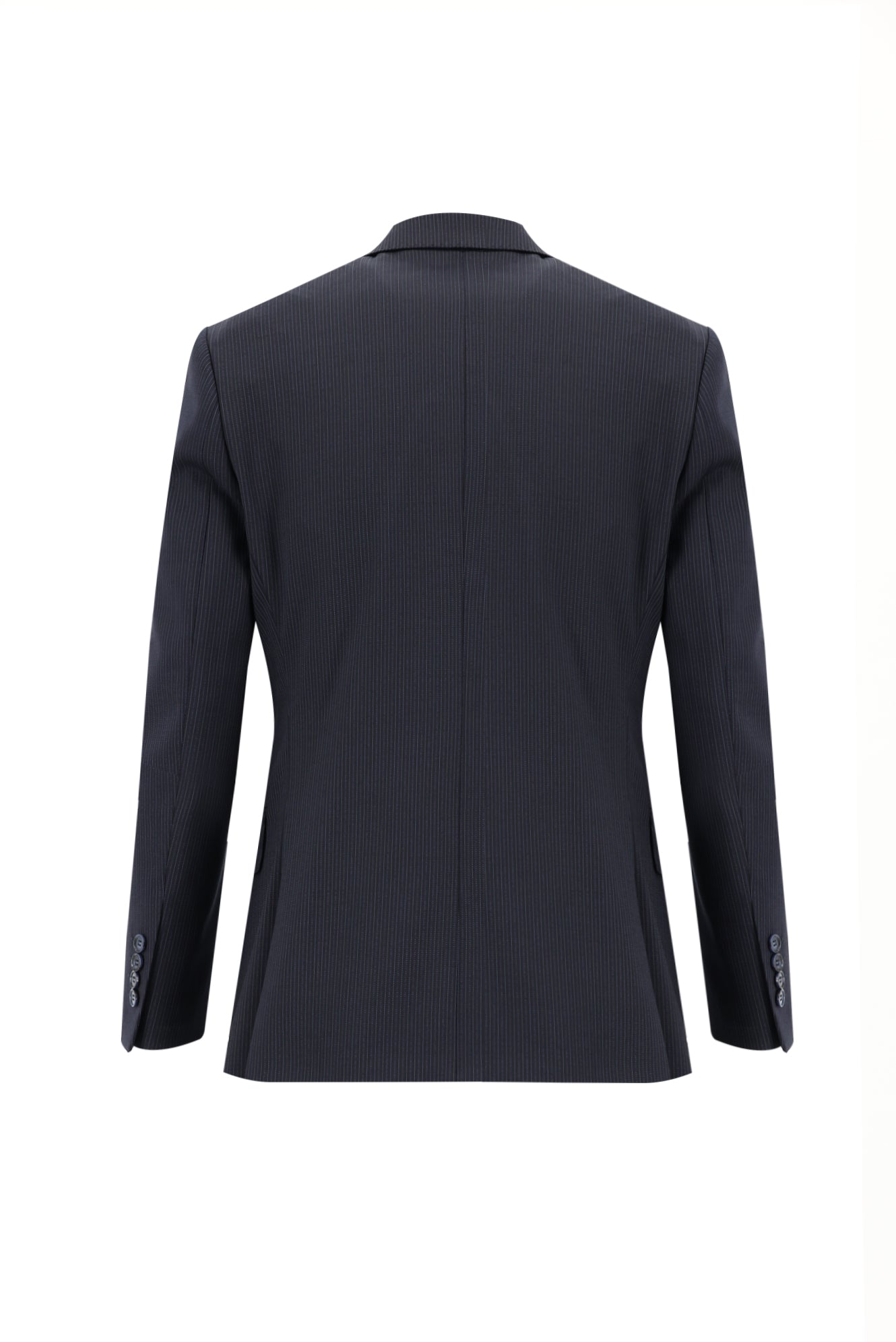 Koyu Lacivert Regular Fit Yünlü Klasik Çizgili Takım Elbise